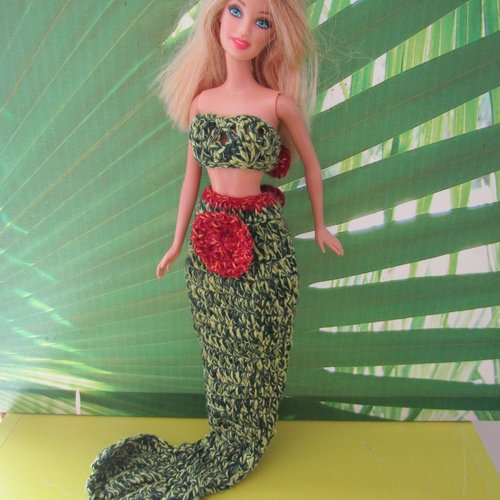 Ensemble sirène fait main au crochet pour poupée barbie