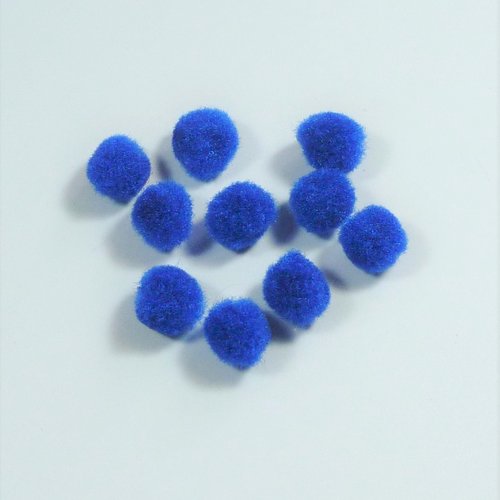 20 pompons fourrure 10mm  bleue cobalte