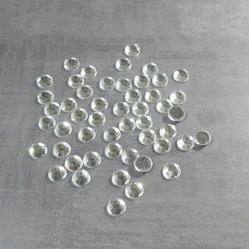 30 cabochons ronds 10mm blancs transparents