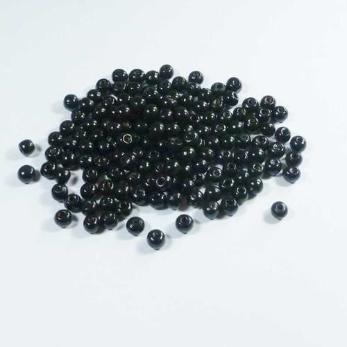 200 perles en bois rondes noires 8mm