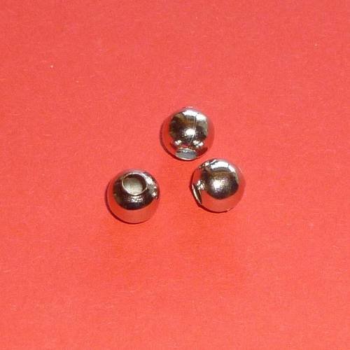 50 perles 8mm rondes métal couleur platine  