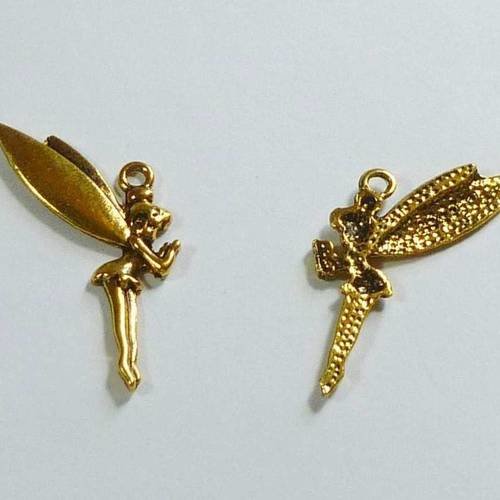 4 pendentifs fées pendentifs en métal doré  30mm