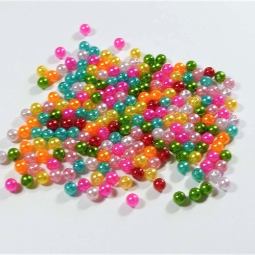 200 perles rondes multicolore 6mm