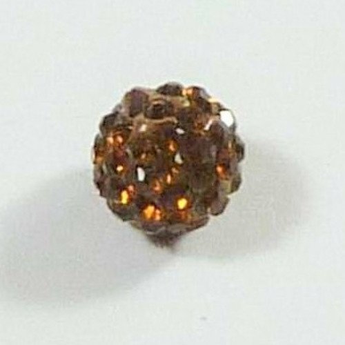 Perle shamballa 9,5x10 ambre strass