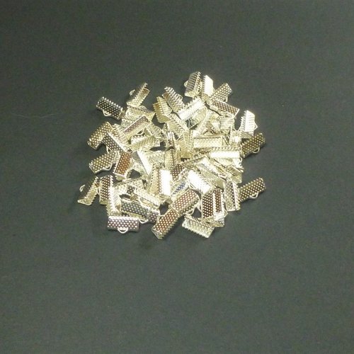 50 fermoirs rubans 13mm argenté en métal