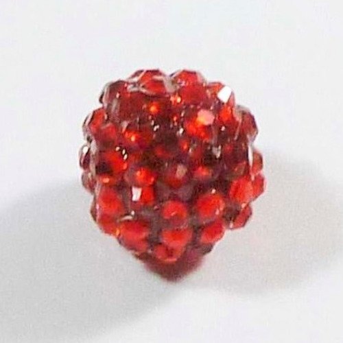 Perle shamballa 15,5x13,5mm  rouge strass