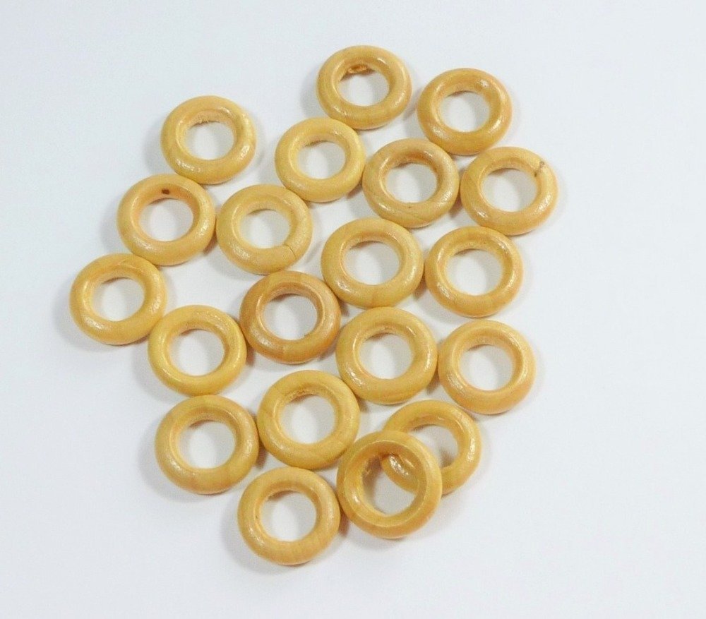 20 anneaux en bois 15mm beige - Un grand marché