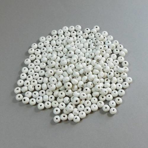 150 perles 6x5mm en bois rondes blanches