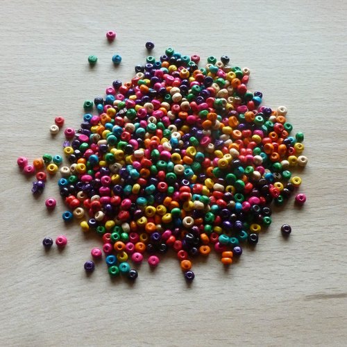 200 perles bois 8mm palets ronds multicolore épaisseur 4mm