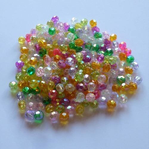 250 perles toupies 8mm multicolore