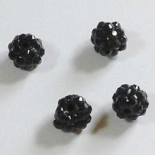 4 perles shamballa noire 10mm