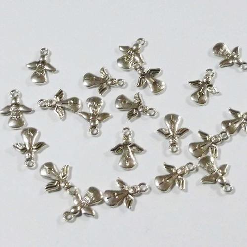 20 anges pendentifs en métal argenté  17x13mm