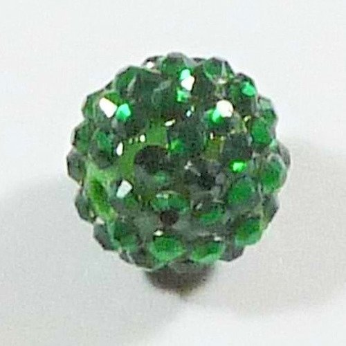 Perle shamballa 15,5x13,5mm  vert  strass