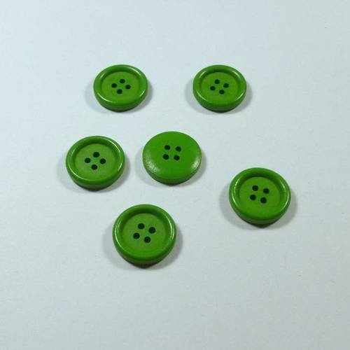 5 boutons ronds en bois  vert  20mm 