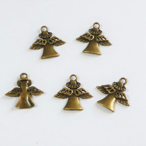 4 fées pendentifs 22mm en métal couleur bronze
