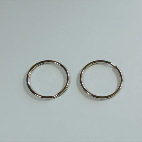 20 anneaux porte-clefs 35mm en métal argenté