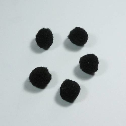 10 pompons fourrure 20mm couleur noire