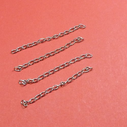 20 chaînettes d'extension en métal argenté platine  5cm