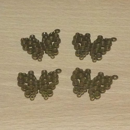 4 connecteurs papillon en métal bronze 26x23mm