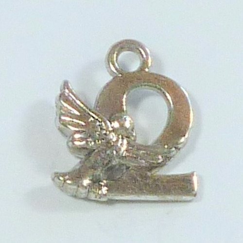 Chiffre 2 pendentif en métal argenté avec ange