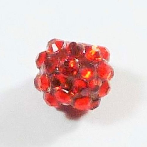 Perle shamballa 11,5x10mm  rouge strass