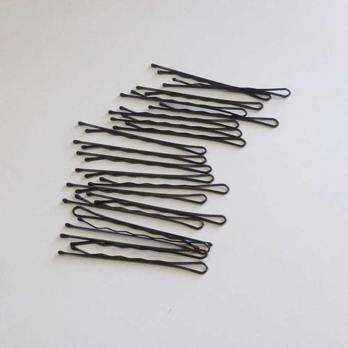20 pinces à cheveux plates en métal noir, longueur 65mm