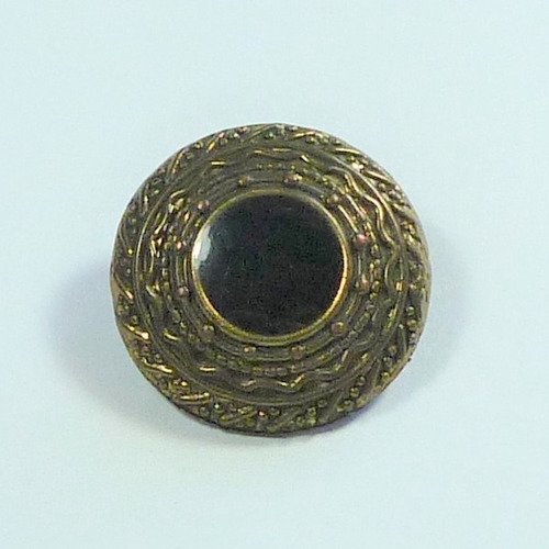 Réf.86   bouton, 21mm, en métal couleur bronze et noire