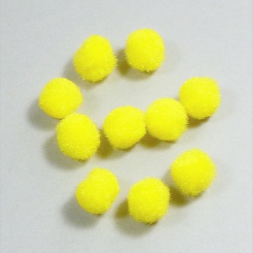 20 pompons fourrure 10mm jaune