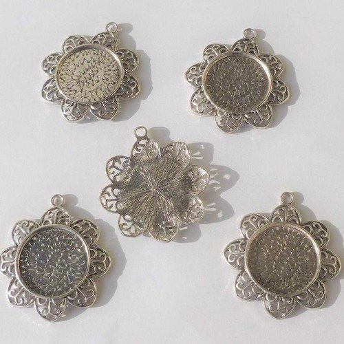5 supports  pour cabochons ronds  46x41mm