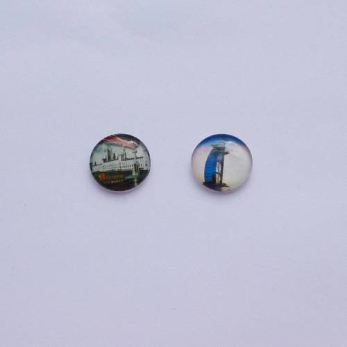 Réf.70 2 cabochons ronds 20mm en verre