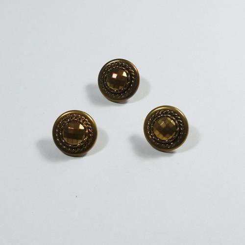 Réf.b1 3 boutons en métal bronze 15mm
