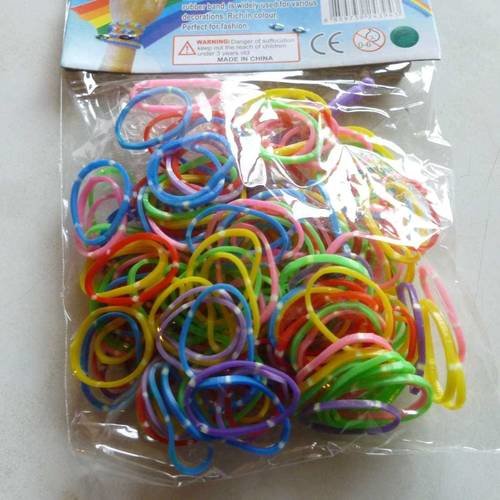 200 bracelets multicolore tachetés de points blancs plus crochet et attaches 