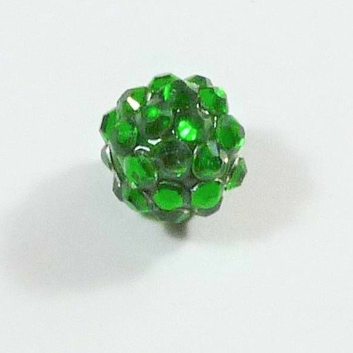 Perle shamballa 11,5x10mm couleur vert strass forme ronde