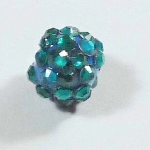 Perle shamballa 11,5x10mm couleur bleue strass forme ronde 