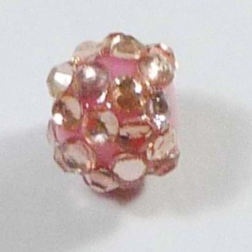 Perle shamballa 15,5x13,5mm couleur rosée strass