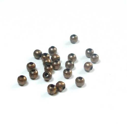50 perles rondes en métal cuivré diamètre 4mm