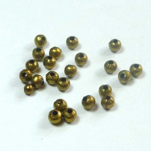 20 perles rondes en métal bronze 4mm