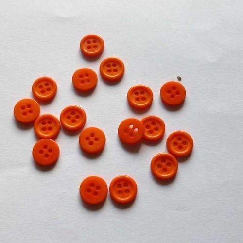 8 boutons ronds oranges 11mm