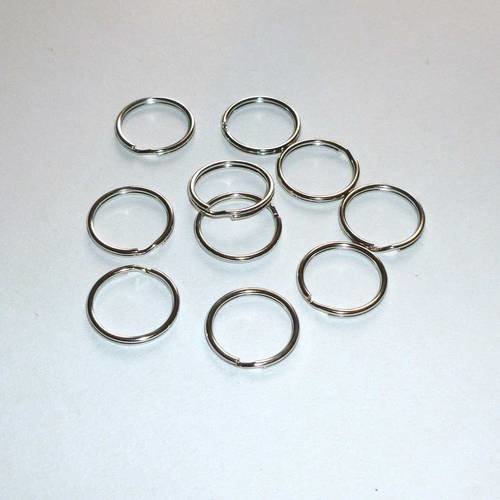 10 anneaux  doubles boucles 20mm en métal argenté