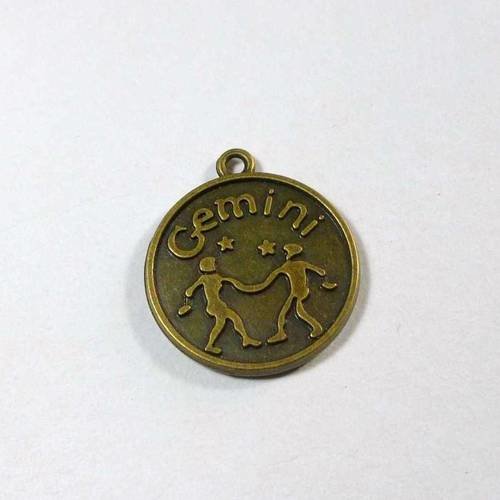 Médaille pendentif astrologique  gémaux  27mm