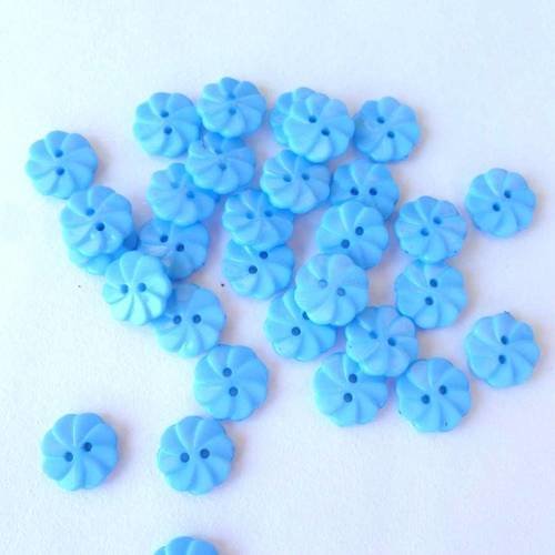 8 boutons ronds fleur de couleur bleu clair 13mm
