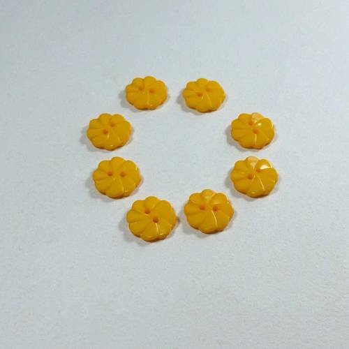 8 boutons fleurs jaune-orangé 13mm