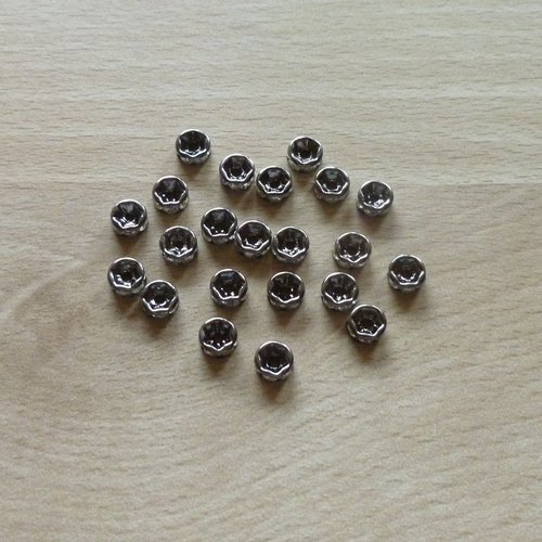 10 perles spacer noires avec strass blancs 6mm