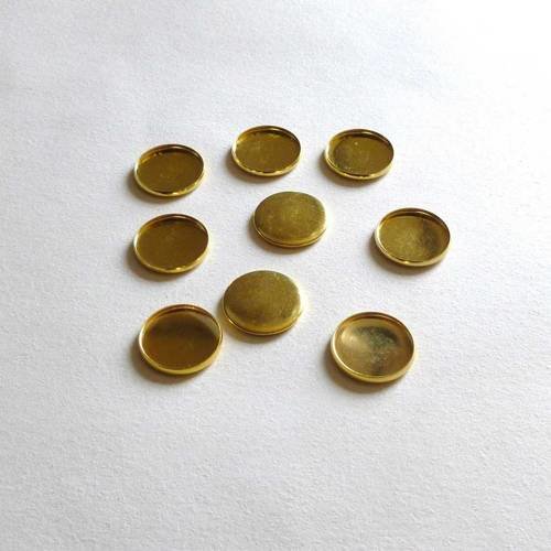 9 supports ronds en métal doré diamètre 20mm