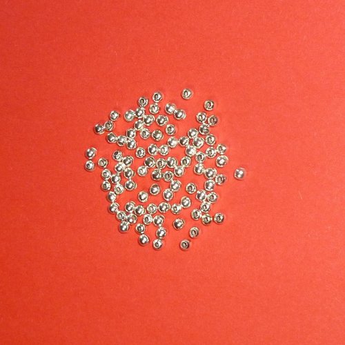 20 perles métal argenté clair 3mm