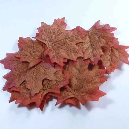 10 feuilles d'automne en tissu  60x70mm