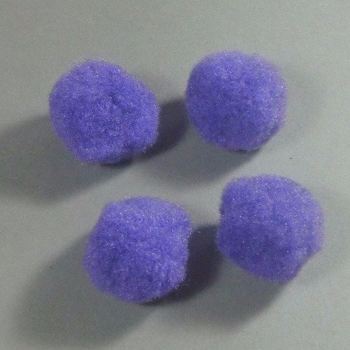 4 pompons fourrure 30mm violet