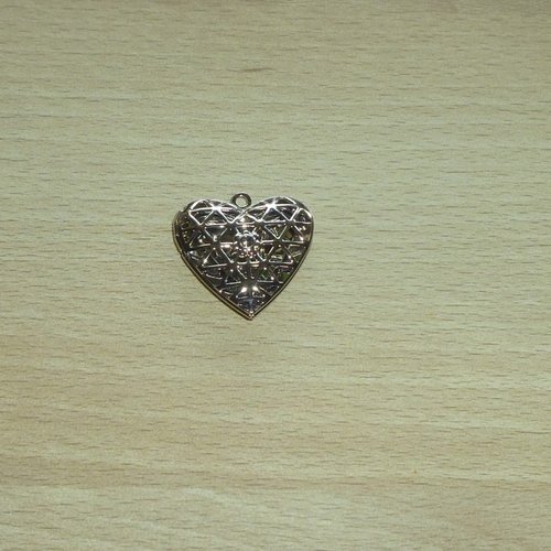 Pendentif porte-photo coeur argenté 27mm