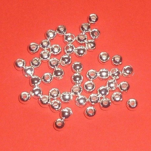 20 perles métal argenté 5mm