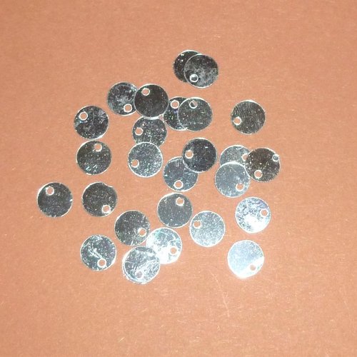 20 sequins en métal argenté 8mm